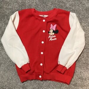 H&M Minnie Mouse Varsity Sweatshirt Jacket - size 6x/7
